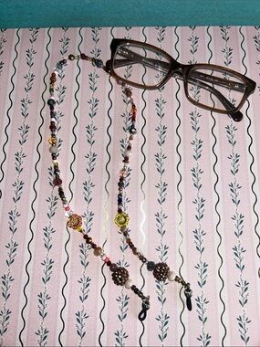 Beaded Multicolor Eyeglass Chain with Floral Accents
